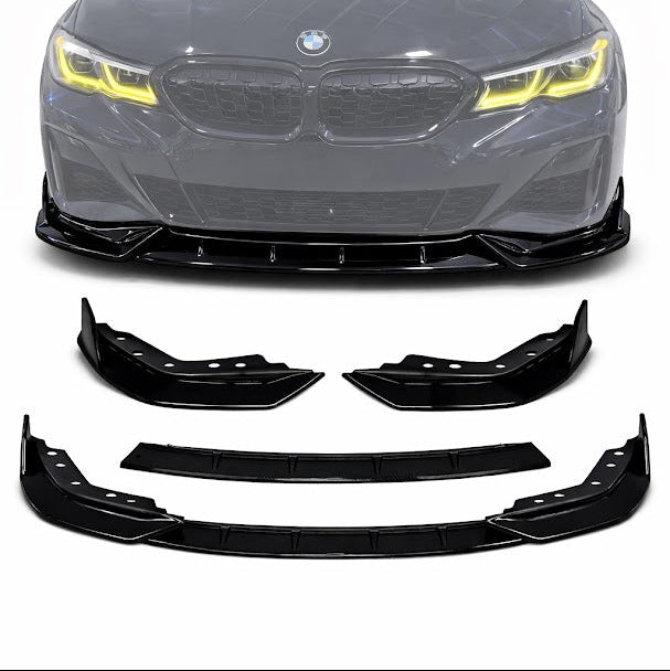 Front Lip 3-Piece BMW M340i Pre-LCI G20 Gloss Black